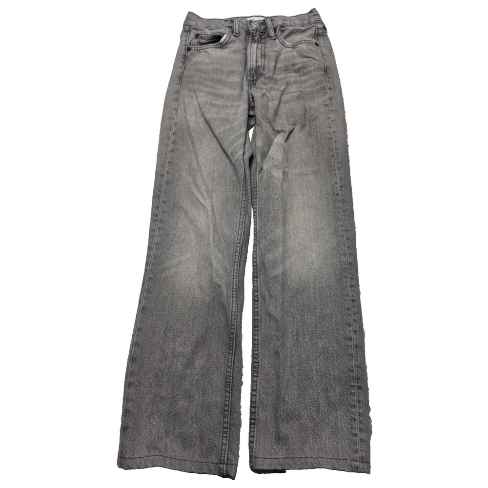 Zara Jeans Womens Size 0 Black Light Wash Denim Pants Straight Fit